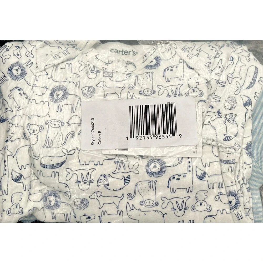 Carters Baby Boys 3pc Pants &Tops Lion Outfit Set Size12 Months Light Blue White